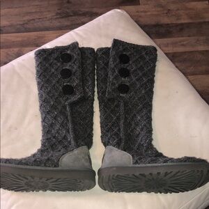 UGG LATTICE CARDY KNIT TALL BOOTS BUTTON CLOSURE